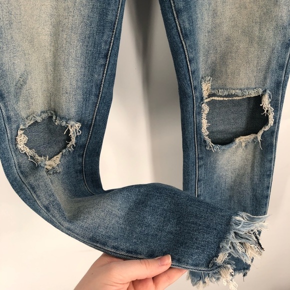 KANCAN Busted Knee Skinny Jeans Stretch Denim Raw Hem 5 26 High Rise Distressed - Picture 3 of 11